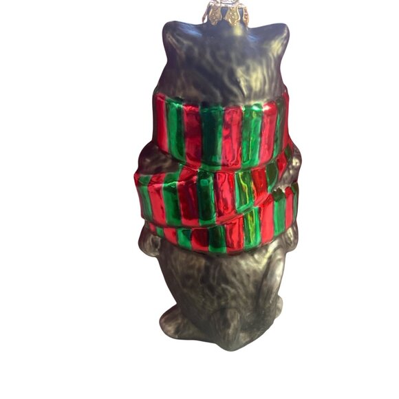 Vintage Kurt Adler Linnea Riley Glass Gray Cat Scarf Ornament Art Inst Chicago - Picture 7 of 7